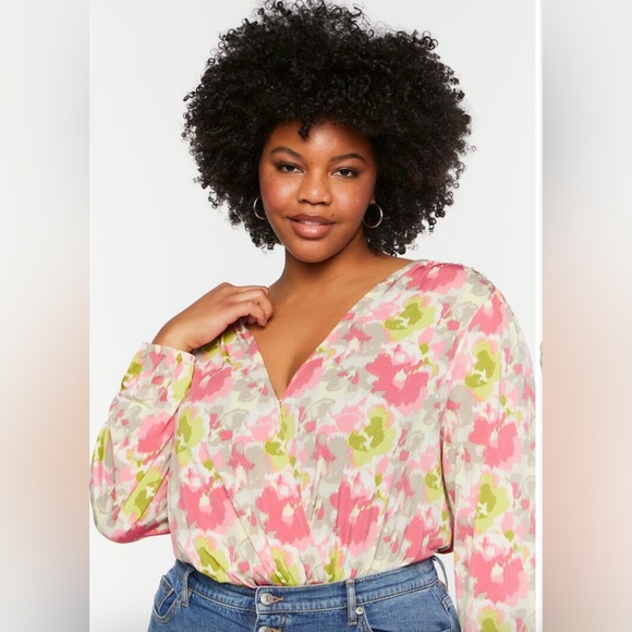 Forever 21 Tops - Women’s Forever 21 Watercolor Floral Bodysuit. NEW!